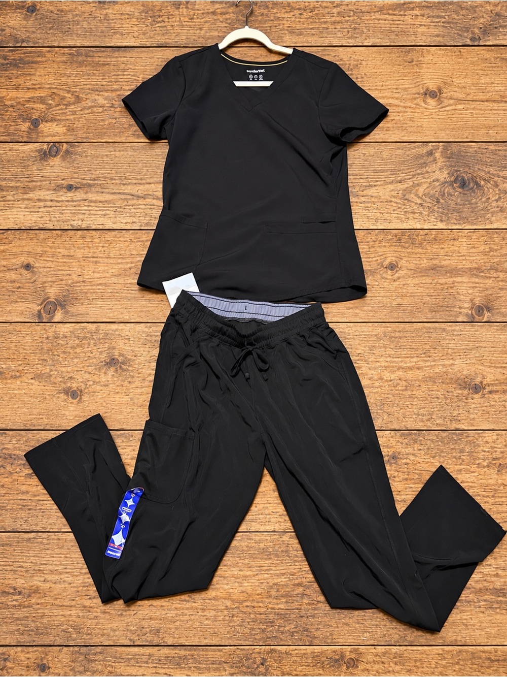 Scrubstar Black Women's Scrub Top and Jogger Pants Set